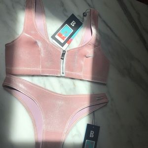 rose velvet blackbough bikini set